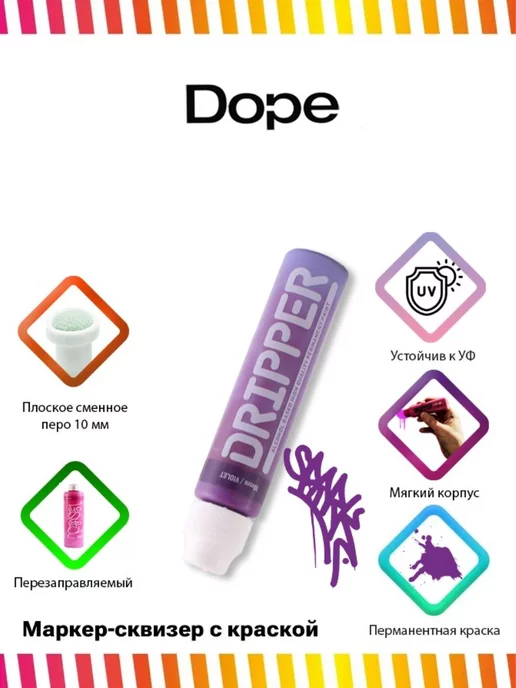 Dope Cans Маркер сквизер с краской Dripper 10 мм голубой, фиолетовый, фото 3