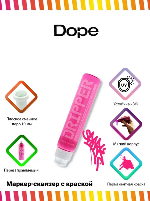 Dope Cans Маркер сквизер с краской Dripper 10 мм голубой, розовый, фото 3