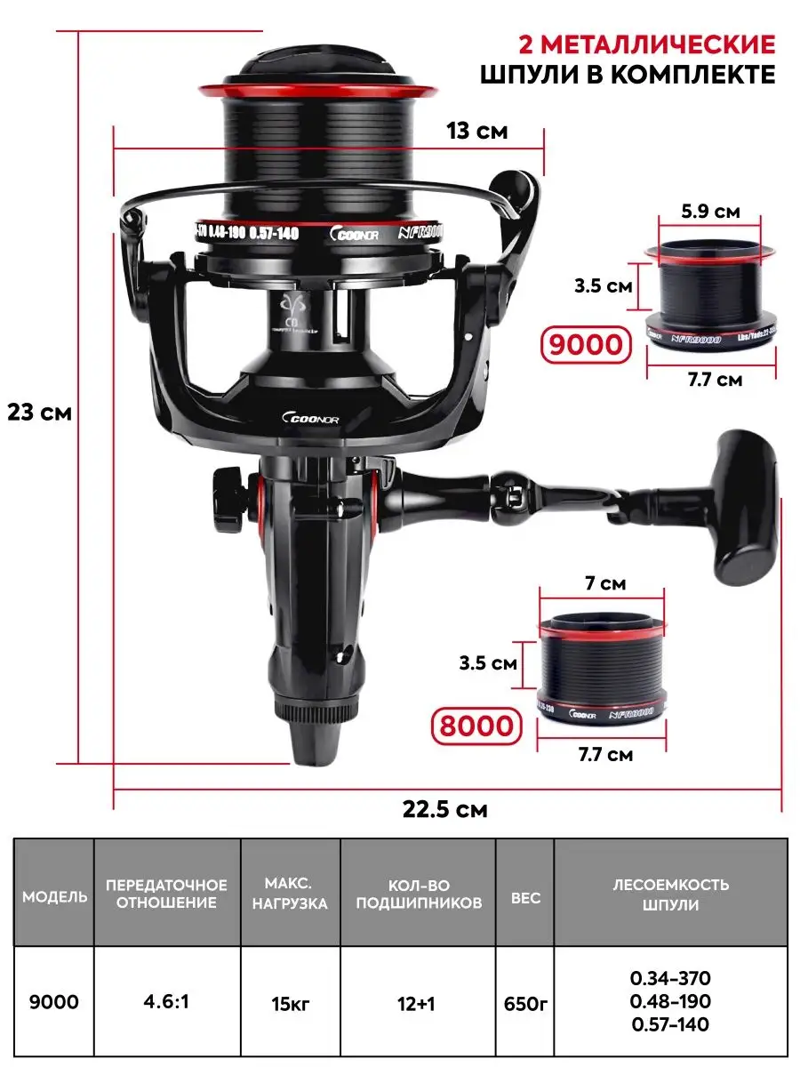 Катушка карповая NFR 9000 + 8000 COONOR 100885181 купить за 3 960 ₽ в  интернет-магазине Wildberries