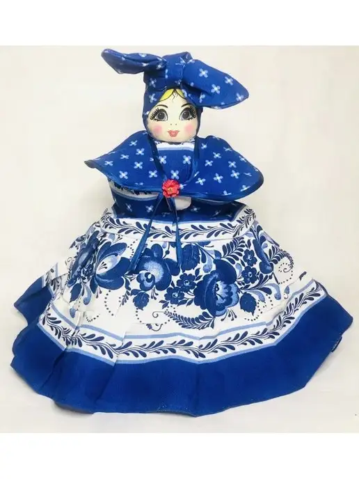 Грелка на чайник Кукла, синий