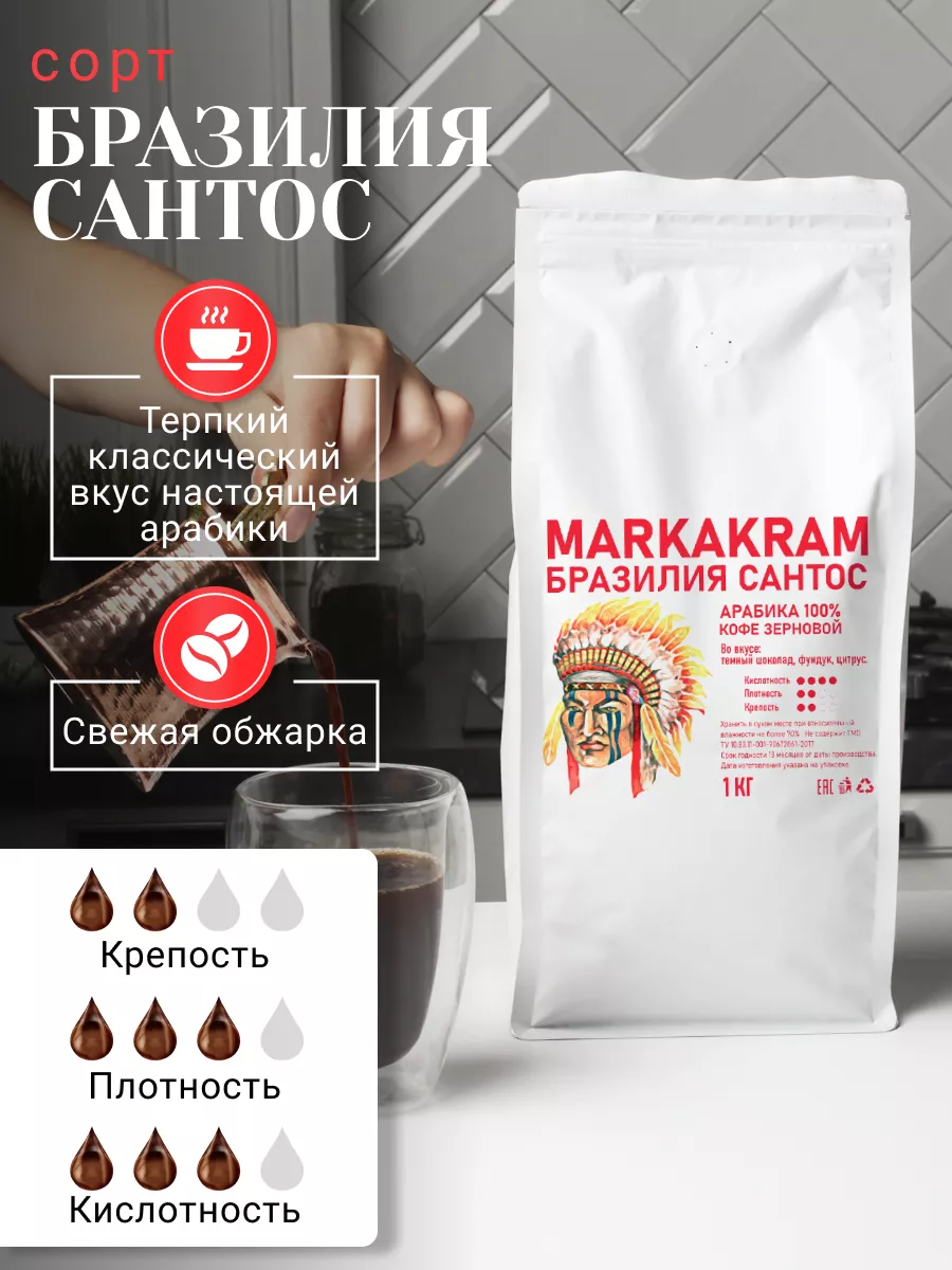 Кофе в зернах 1 кг арабика 100% зерновой MARKAKRAM 101267383 купить за 1  555 ₽ в интернет-магазине Wildberries