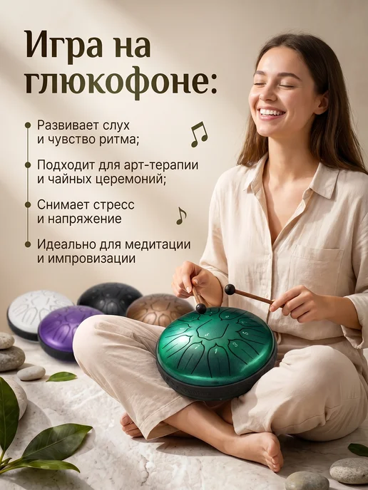 Tambiro Глюкофон для медитации 15 см, белый, фото 4