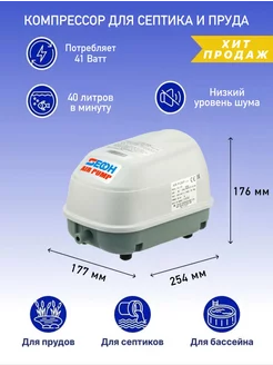 Компрессор для септика и пруда SLL-40 SECOH 101310804 купить за 11 007 ₽ в интернет-магазине Wildberries