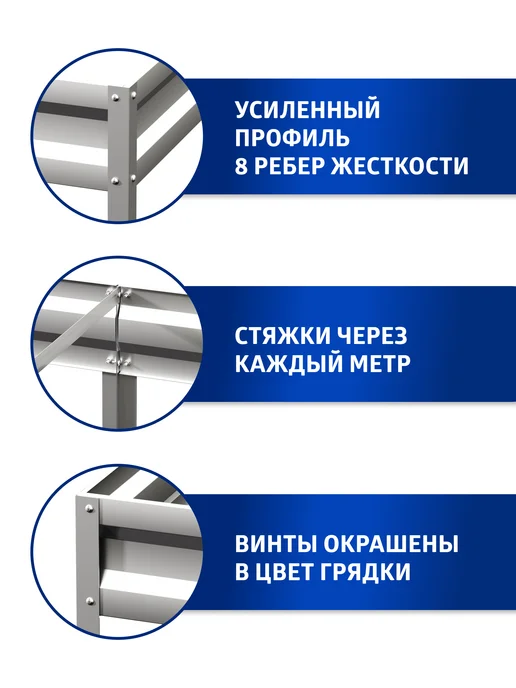 АГРОГРЯДКИ Грядка оцинкованная 1 х 2 м, Н 15 см, 1x2 м, 2 м, фото 4