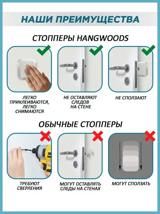 HANGWOODS Настенный стоппер ограничитель для двери, вариант, фото 6