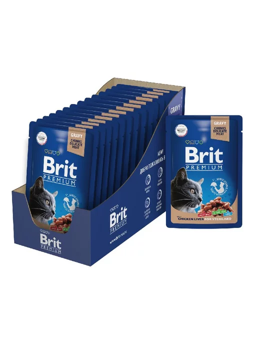 Brit Паучи для стерилизованных кошек с куриной печенью 85г х 14, 85 г, фото 2