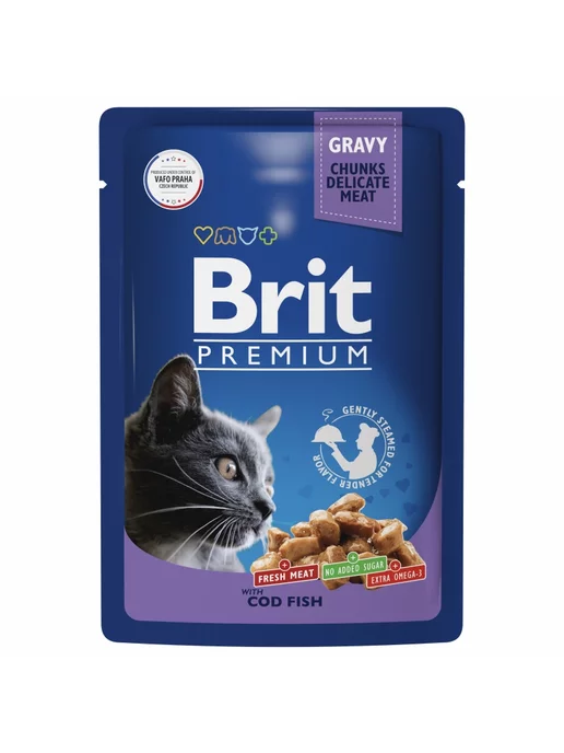 Brit Паучи для кошек с треской 85г 14 шт, 85 г, 14 шт, фото 3