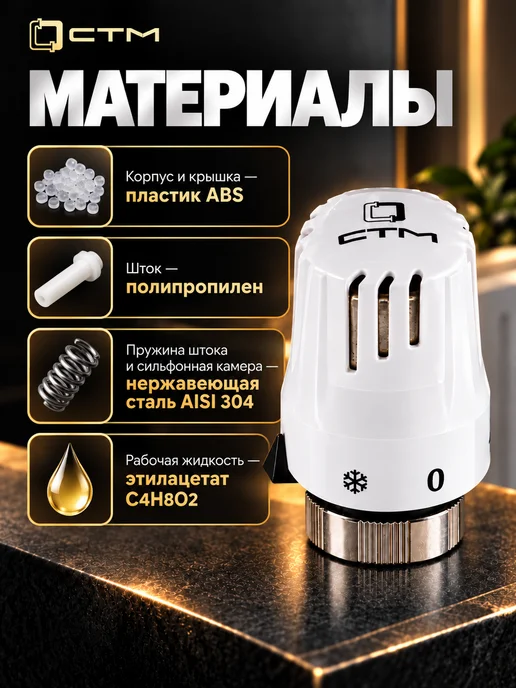 СТМ Термоголовка для радиатора отопления, м30х1,5, 30x1.5, фото 2
