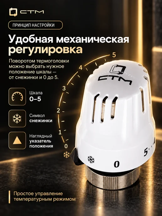 СТМ Термоголовка для радиатора отопления, м30х1,5, 30x1.5, фото 4