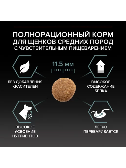 Сухой корм PRO PLAN Пищеварения для собак, средние, щенки, ягненок, 1,5 кг, фото 7