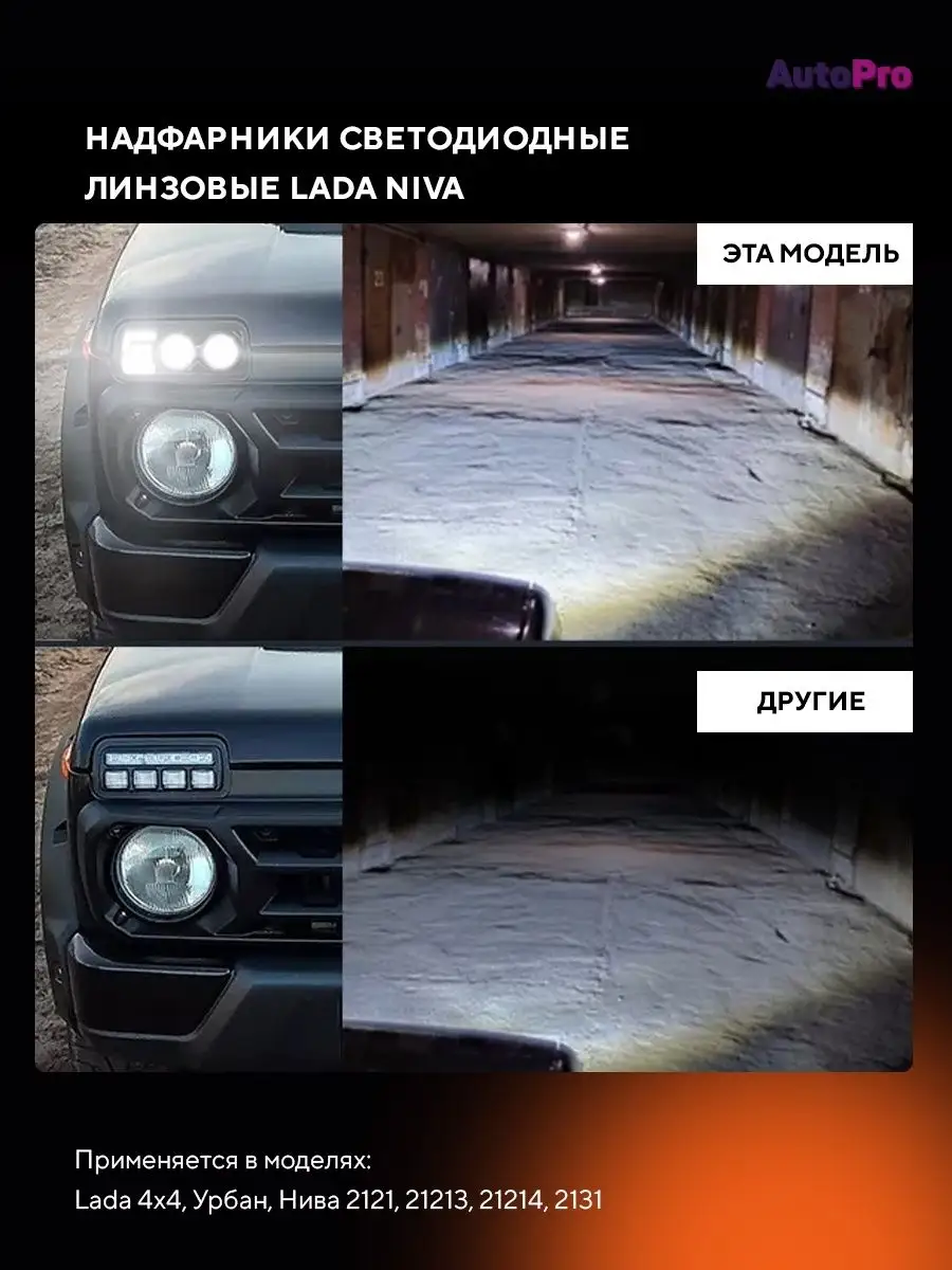 Надфарники LED линзованные Lada Niva 4X4 AutoPro 101803711 купить за 4 569  ₽ в интернет-магазине Wildberries