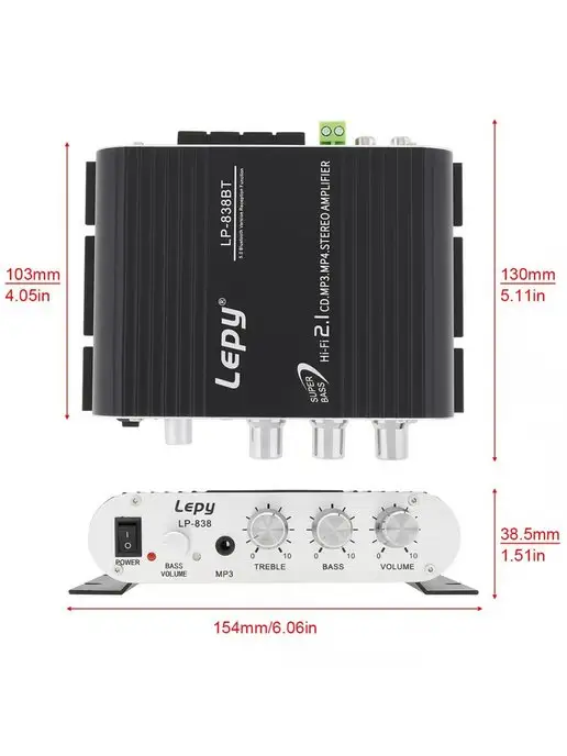 LePy Hi-Fi Усилитель LP-838BT BT5.0 2.1, вариант, фото 3