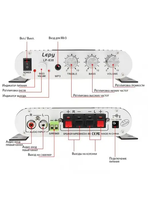 LePy Hi-Fi Усилитель LP-838BT BT5.0 2.1, вариант, фото 4