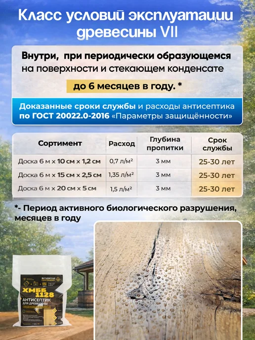Антисептики для древесины по ГОСТу Антисептик для дерева ХМББ-1128 на 30л невымываемый, 30 л, фото 8