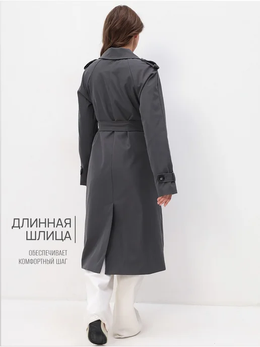 XSSML Тренч длинный демисезонный, серый, фото 4