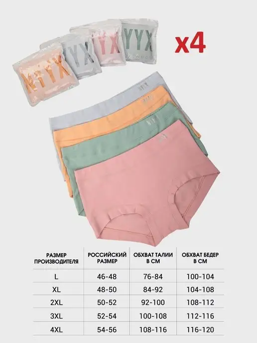 NYYX Трусы женские шорты хлопок набор 4 шт высокая посадка боксер…, 4 шт, фото 7
