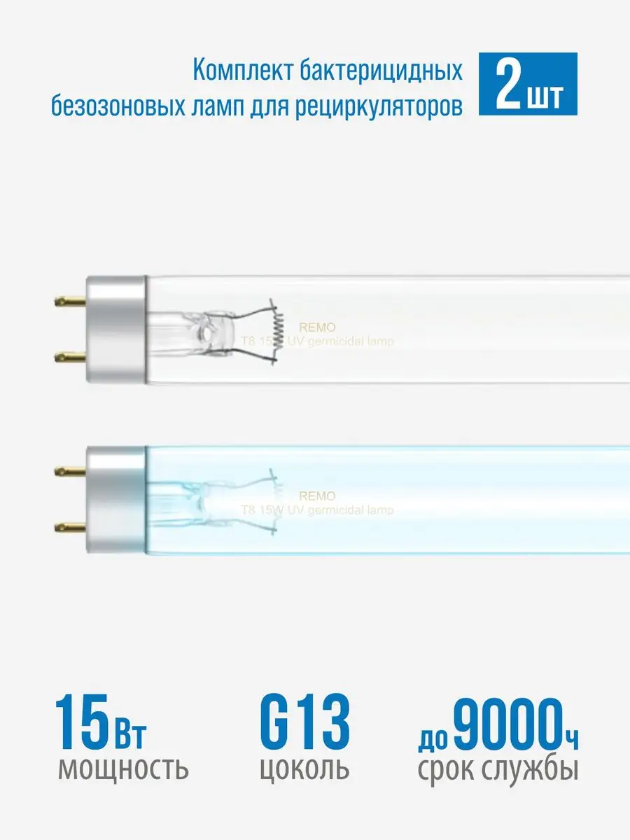 Комплект бактерицидных ламп 2х15Вт РЭМО 102234170 купить за 883 ₽ в  интернет-магазине Wildberries