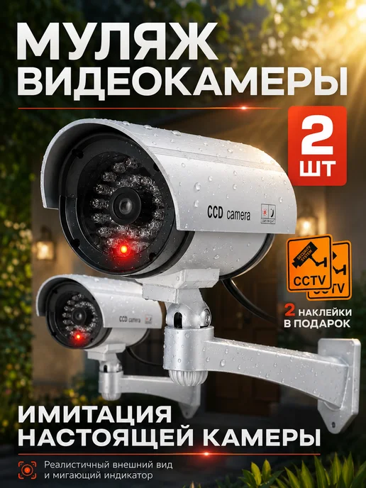Купи Дома Муляж камеры видеонаблюдения уличный серый 2 шт обманка, 2 шт