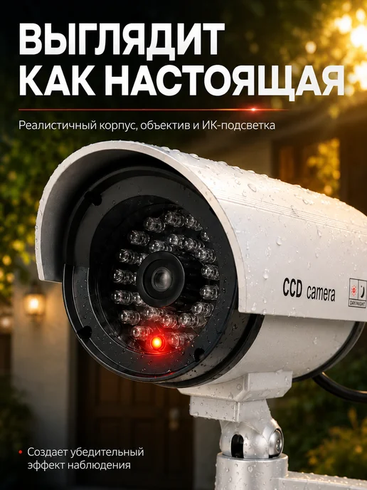Купи Дома Муляж камеры видеонаблюдения уличный серый 2 шт обманка, 2 шт, фото 3