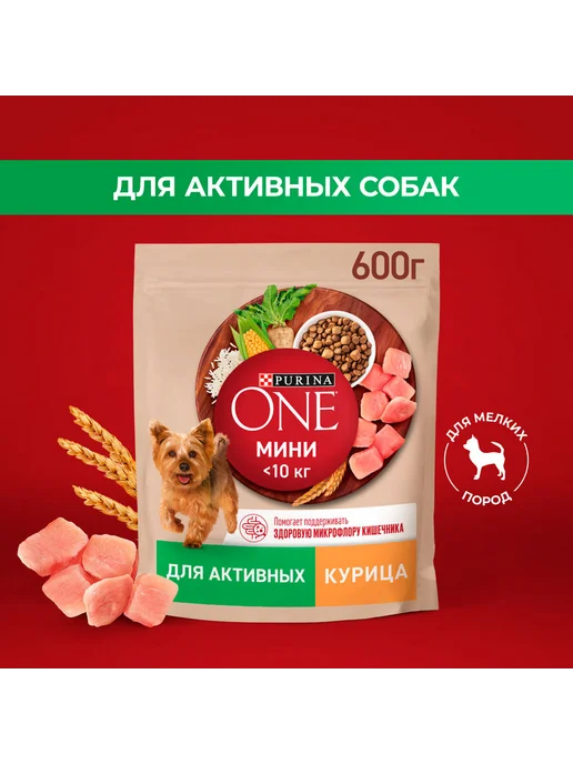 Сухой корм PURINA ONE Активных для собак, мелкие, 0,6 кг, фото 2