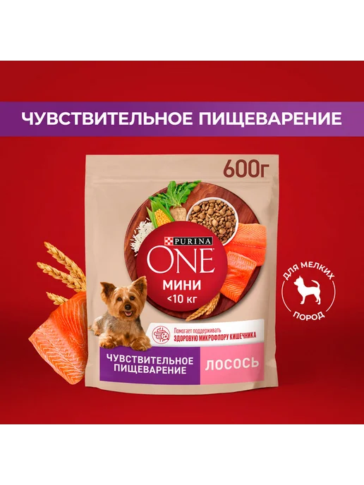 Сухой корм PURINA ONE Пищеварения для собак, мелкие, лосось, 0,6 кг, фото 2