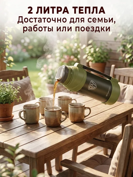 GT Термос для чая 2 литра, серый, фото 7