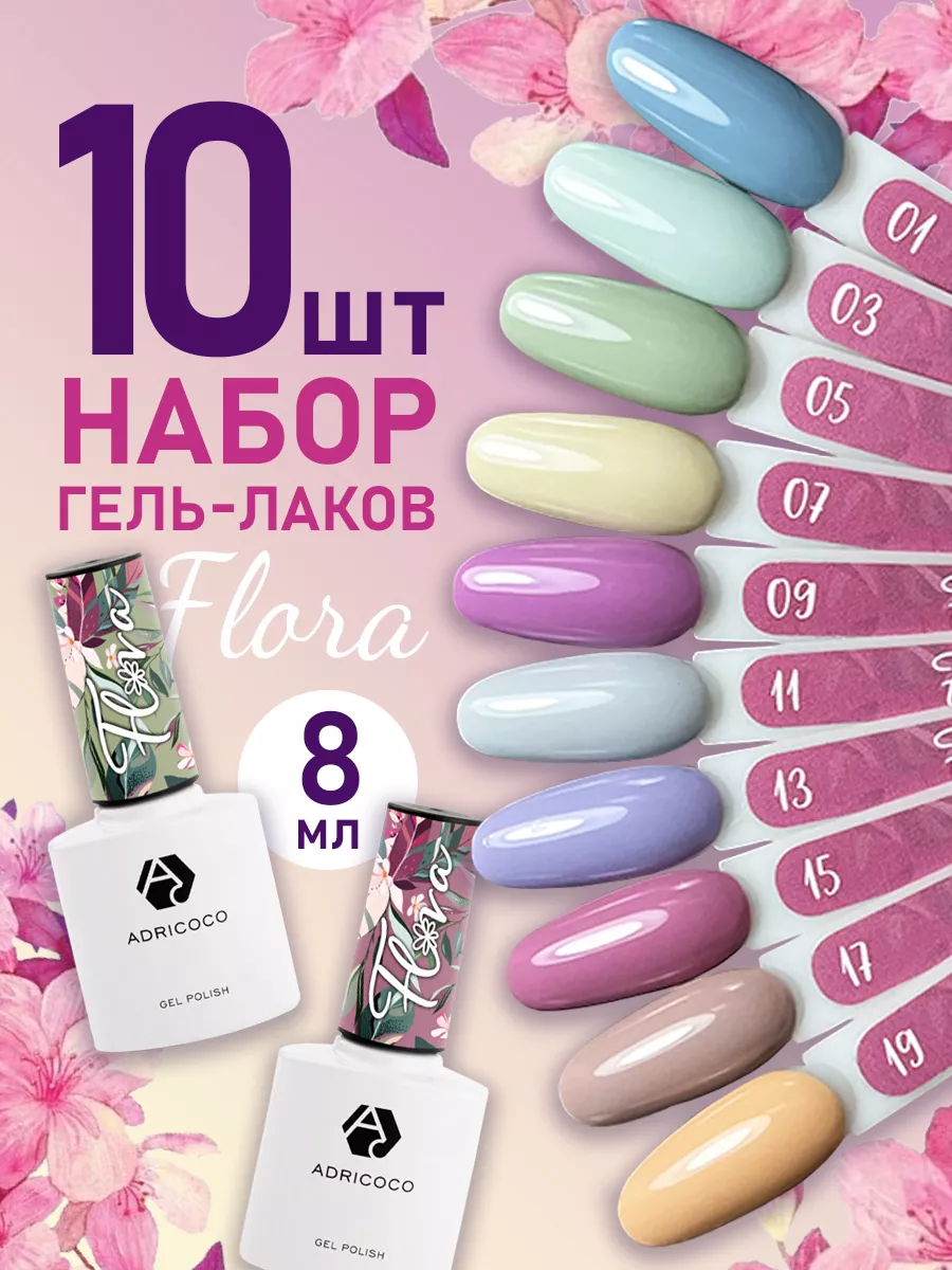 Набор гель лаков 10 шт ADRICOCO 102292848 купить за 1 220 ₽ в  интернет-магазине Wildberries