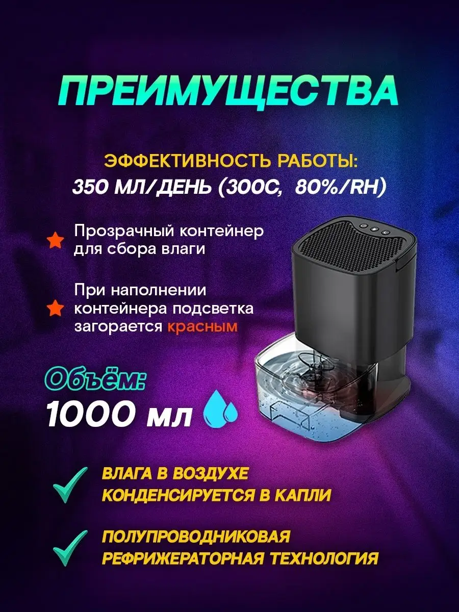 Осушитель воздуха для дома, для квартиры, от плесени, грибка INRIOR  102345409 купить в интернет-магазине Wildberries