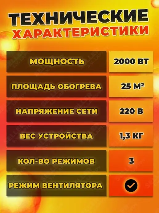 РЕСАНТА Тепловентилятор напольный для дома электрический ТВС-2, вариант, фото 3