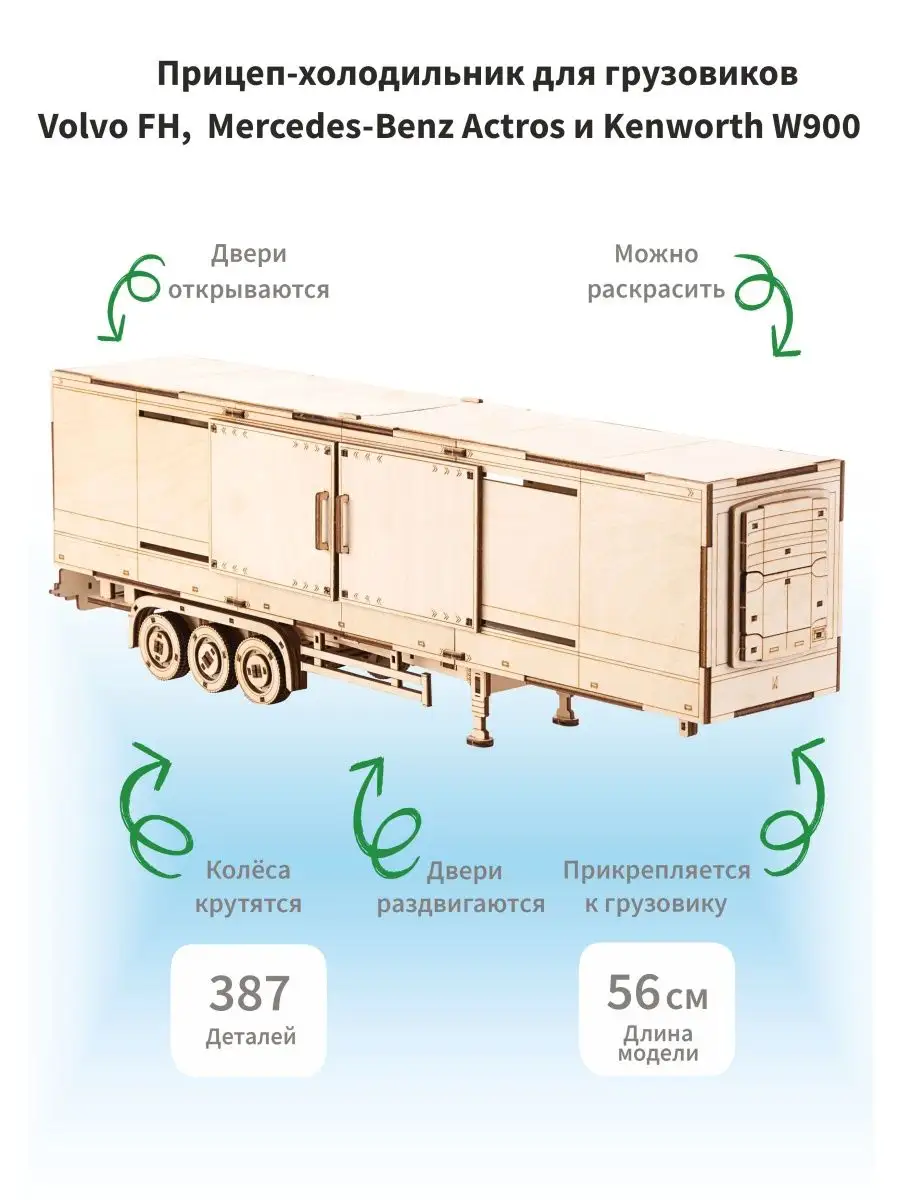 Деревянный конструктор модель 3D прицеп для грузовиков Lion Woods 102462577  купить за 916 ₽ в интернет-магазине Wildberries