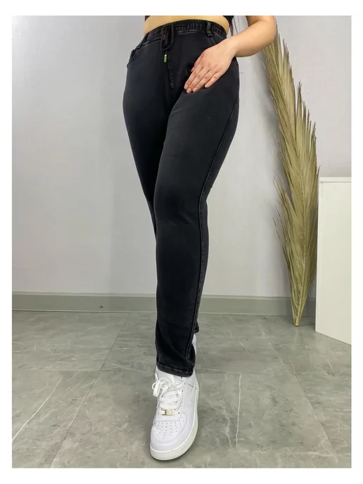 NATASHA BEAUTIFUL Джеггинсы на меху джинсы женские, черный, фото 5