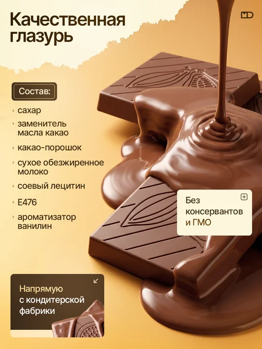Монетный двор Шоколадные мини-плитки из глазури, 500 шт. по 5гр, 500 шт, фото 3
