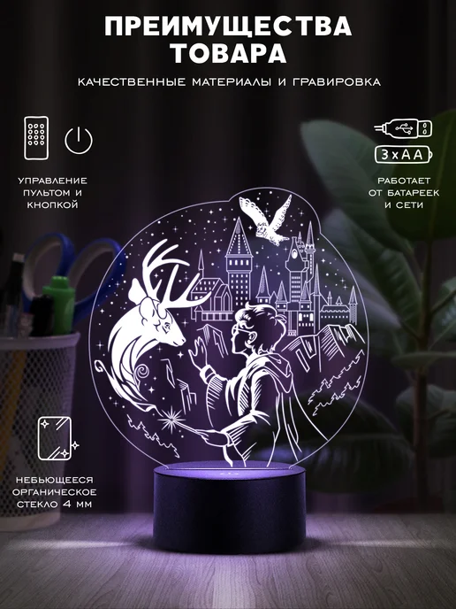 Flamingo Lamp Гарри Поттер - Патронус, подарок детям, синий, фото 4