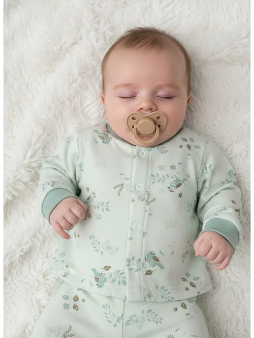 Lemony KIDS Теплые ползунки для новорожденных с начесом, зеленый, фото 5