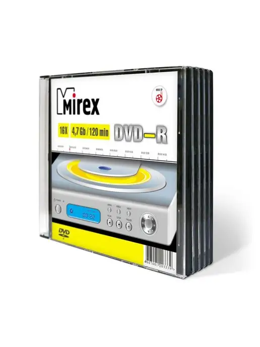 Диск для записи DVD-R 4 7 Gb 16x 5 шт, 16x5, 7 ГБ