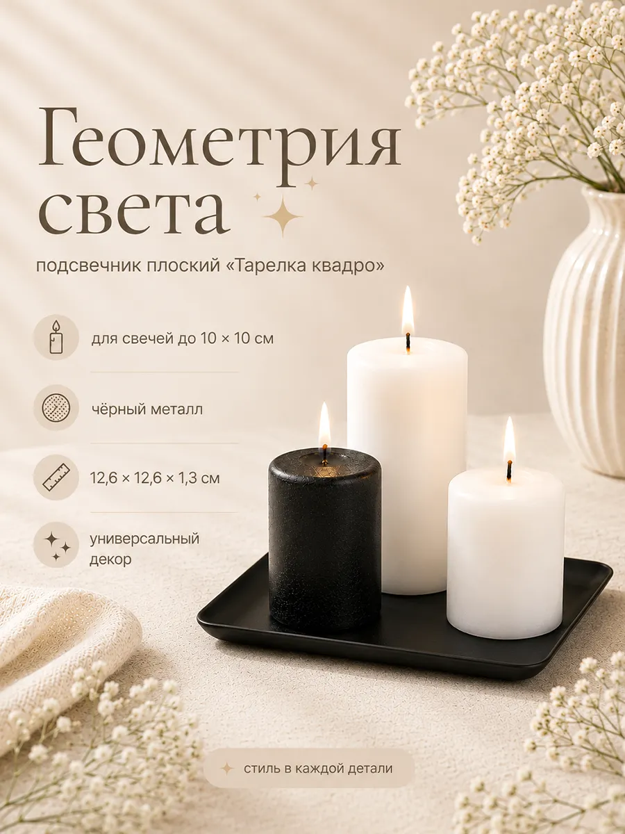 Подсвечник для свечей тарелка металл
