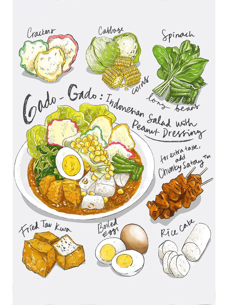 Gado gado veggie with cabbage, egg and peanut sauce