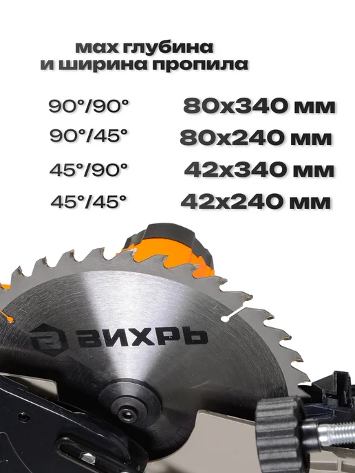 ВИХРЬ Торцовочная пила по дереву ПТ-255ПЛ, вариант, фото 4