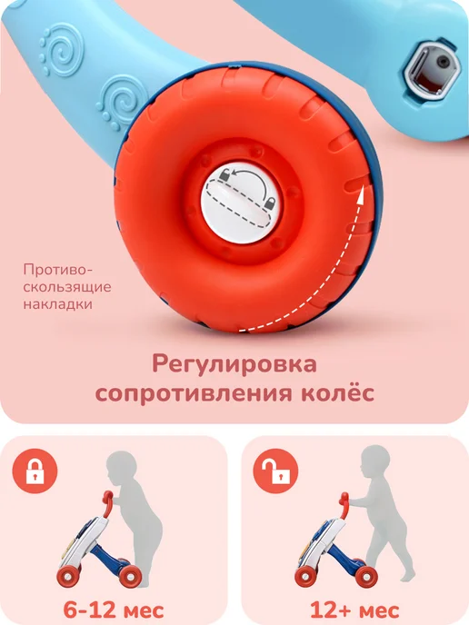 playokay Каталка ходунки с игровой панелью 4 в 1, вариант, фото 6