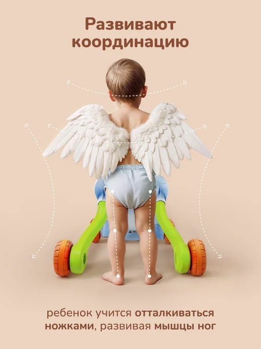 playokay Каталка ходунки с игровой панелью 4 в 1, желтый, фото 4
