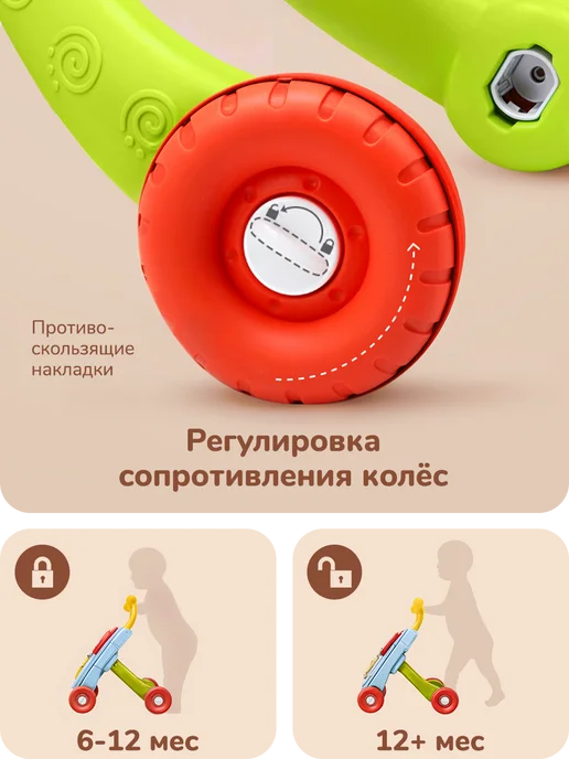 playokay Каталка ходунки с игровой панелью 4 в 1, желтый, фото 6