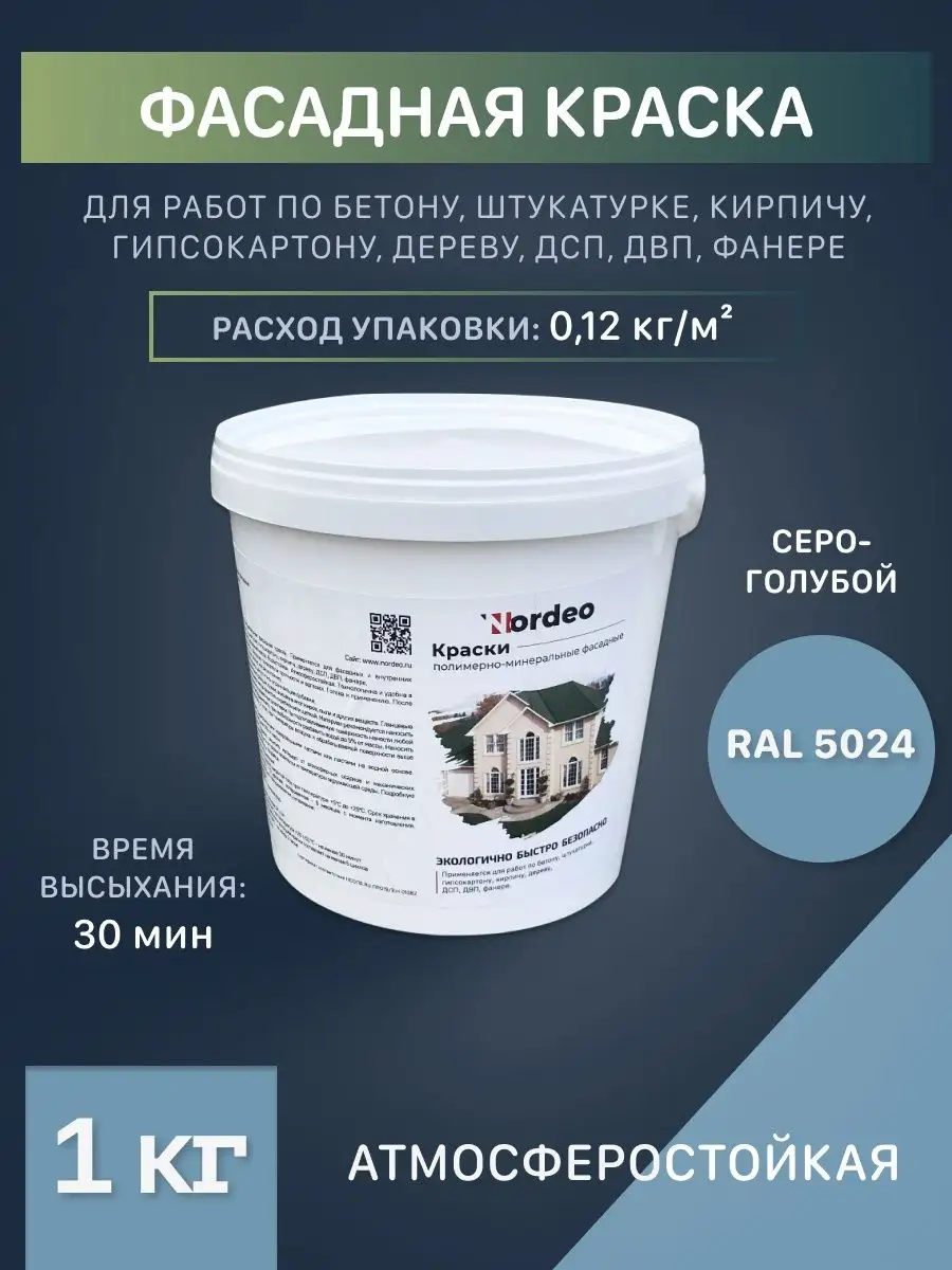 Матовая краска ral 5024 серо-голубая Nordeo 102869902 купить за 412 ₽ в  интернет-магазине Wildberries