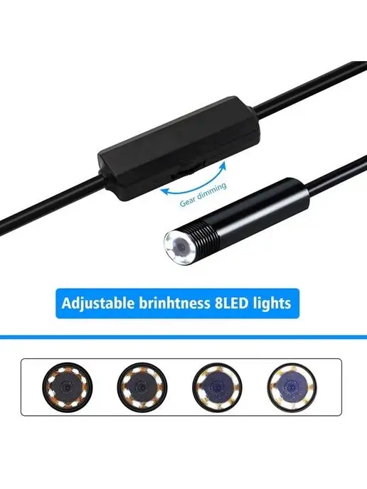 Endoscope Видеоэндоскоп 5 метров для телефона 3 в 1 жесткий кабель, 5 м, фото 8