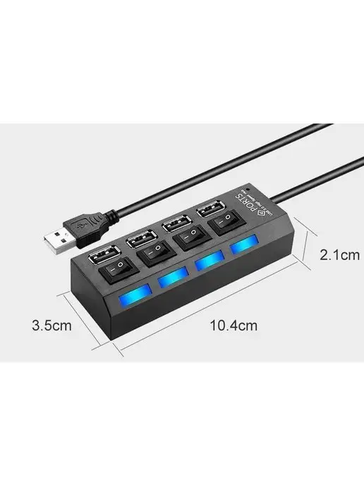 astanatehnika Разветвитель usb для компьютера юсб hub, черный, фото 2