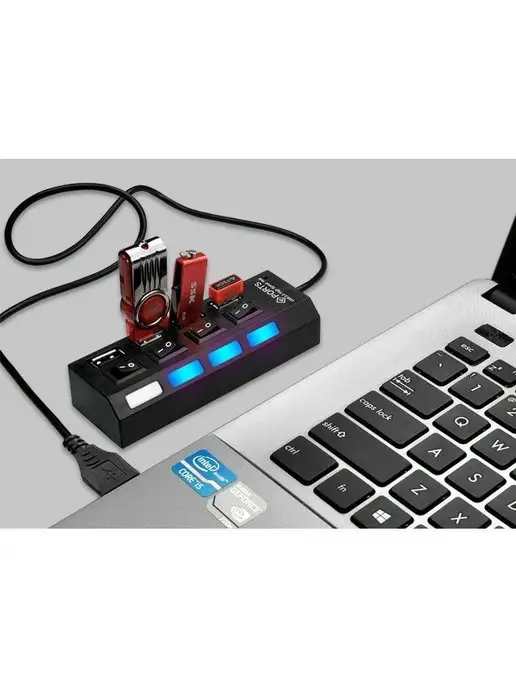 astanatehnika Разветвитель usb для компьютера юсб hub, черный, фото 3