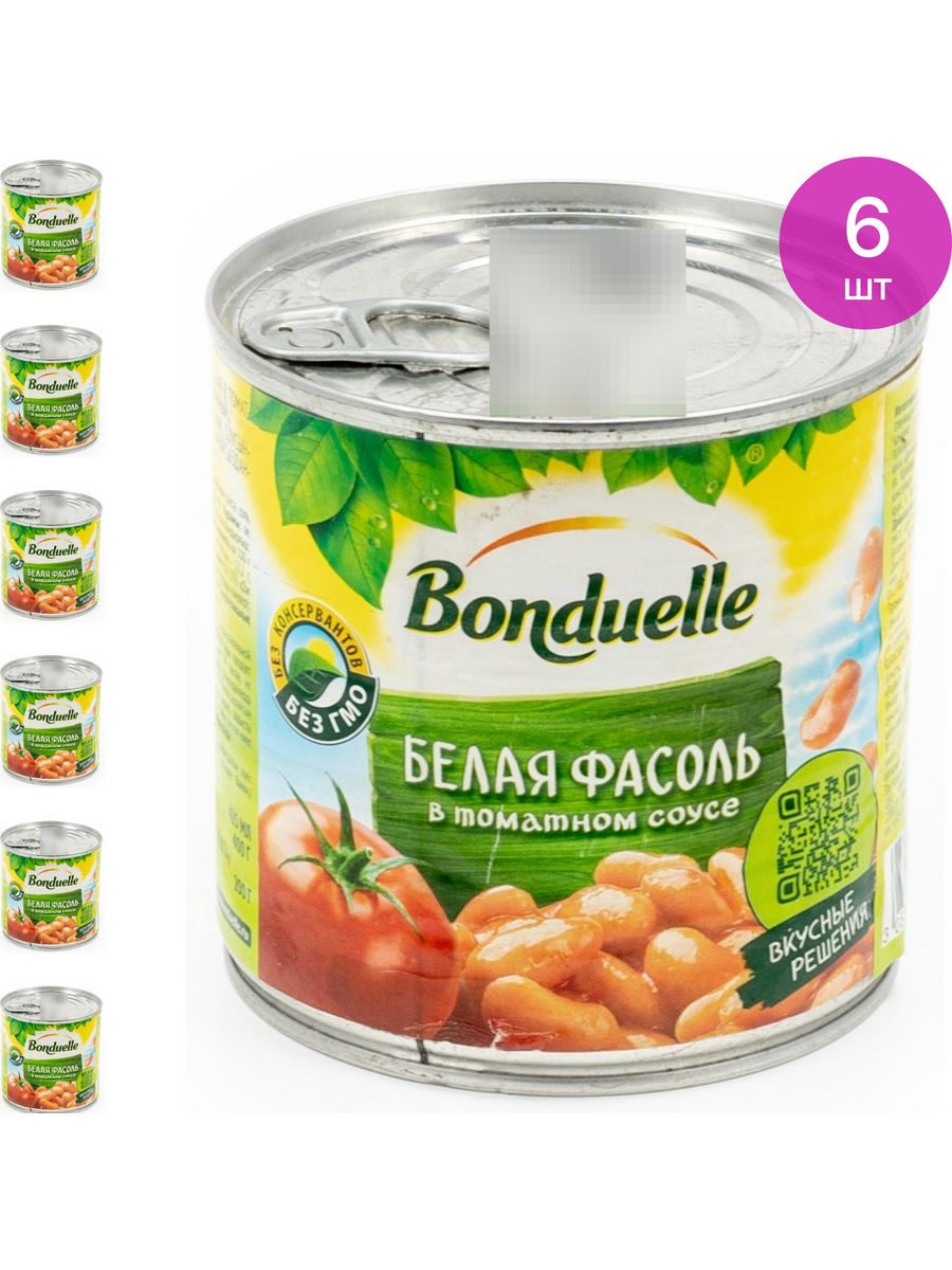 Фасоль белая консервированная 425г (комплект из 6 шт) Bonduelle 103185983  купить за 1 243 ₽ в интернет-магазине Wildberries