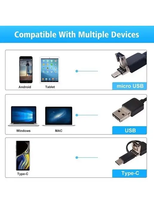 Endoscope Видеоэндоскоп 5 метров автомобильный для смартфона, 5 м, фото 7