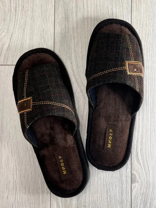 A&A Cozy Тапочки домашние открытые, коричневый, фото 4