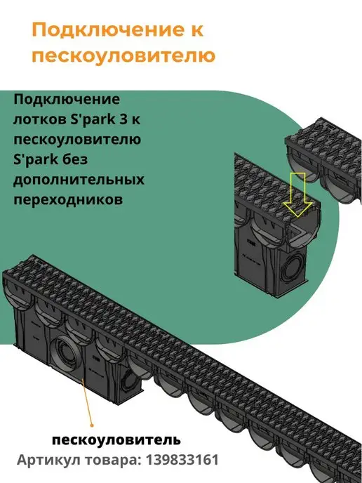 Standartpark Лоток водоотводный с чугунной решеткой S'park 3 - 4 шт, 4 шт, фото 8
