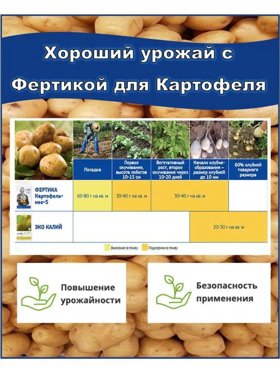 Какие удобрения вносить при посадке картофеля. Удобрения для картофеля при посадке фертика.